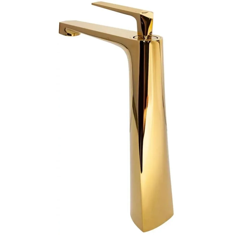 Смеситель для раковины высокий Hansberge H2068GO, золото