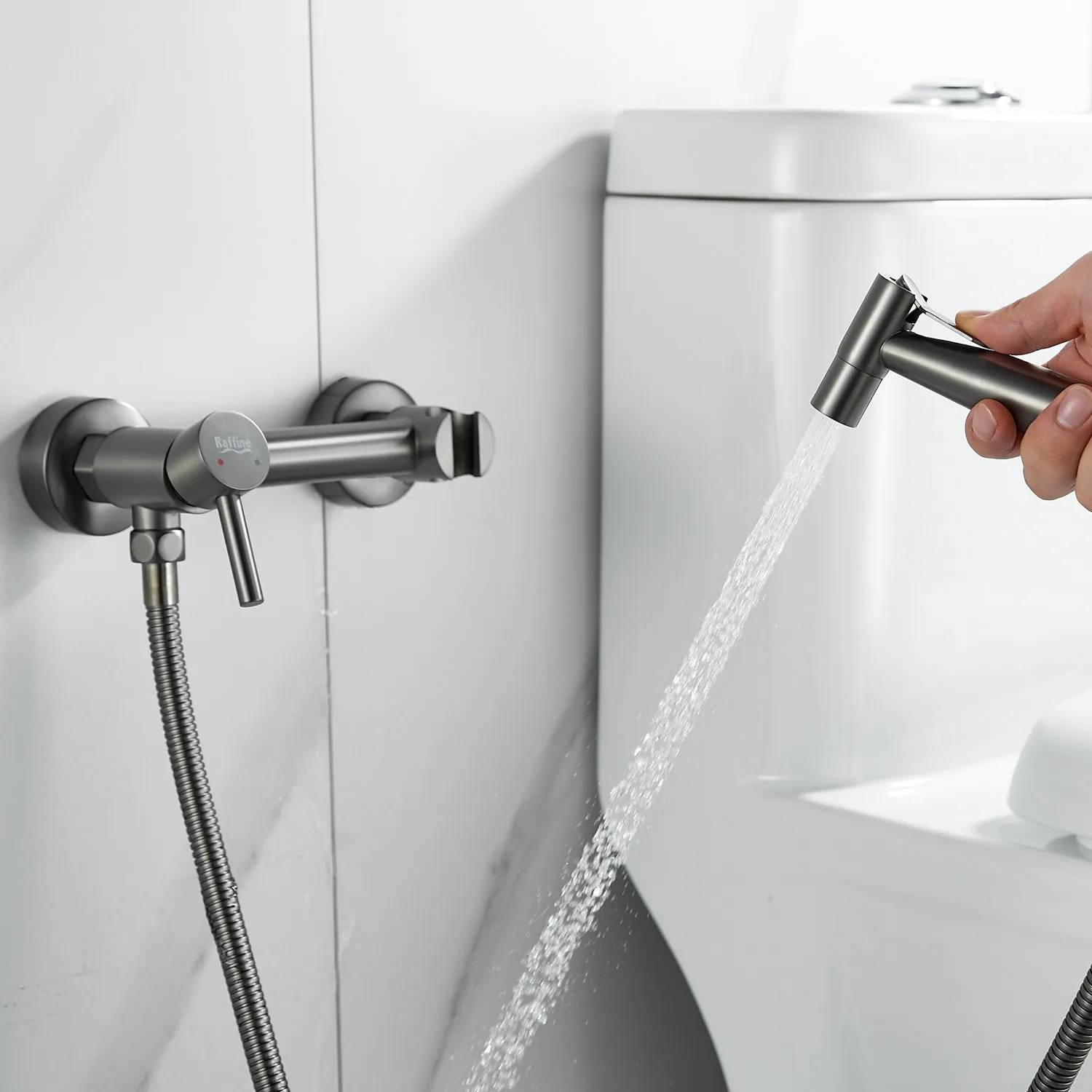 Гигиенический душ со смесителем Raffine F207T, оружейная сталь