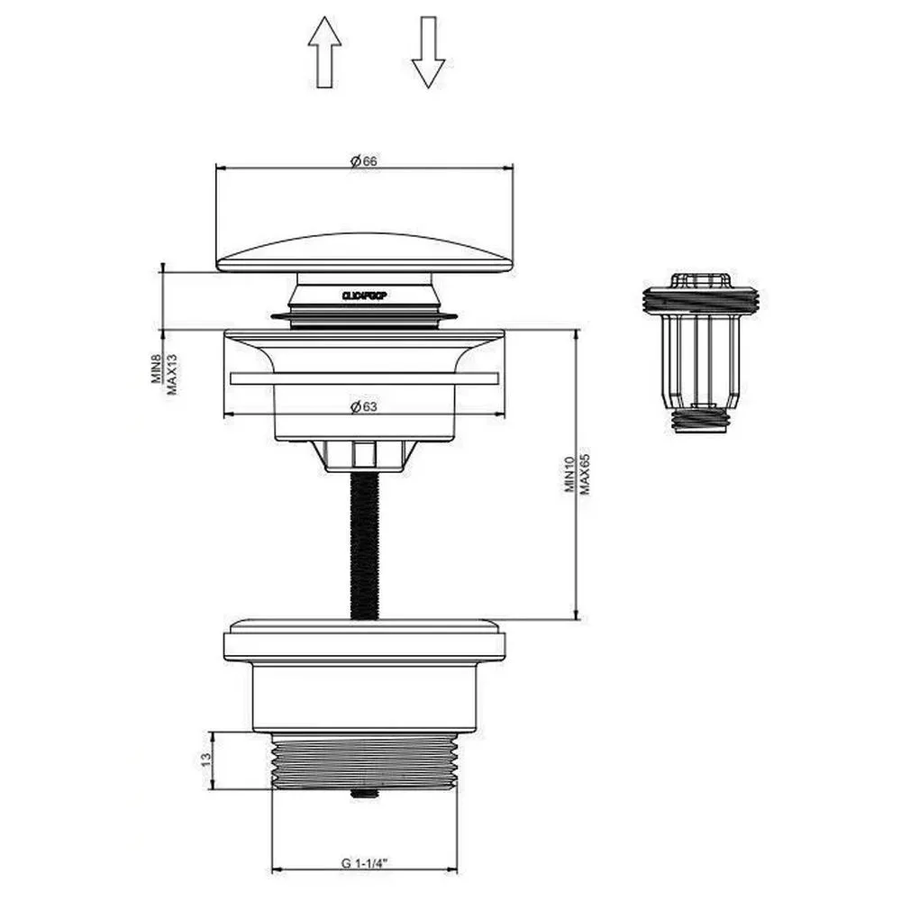 Донный клапан для раковины Hansberge H107BL, черный