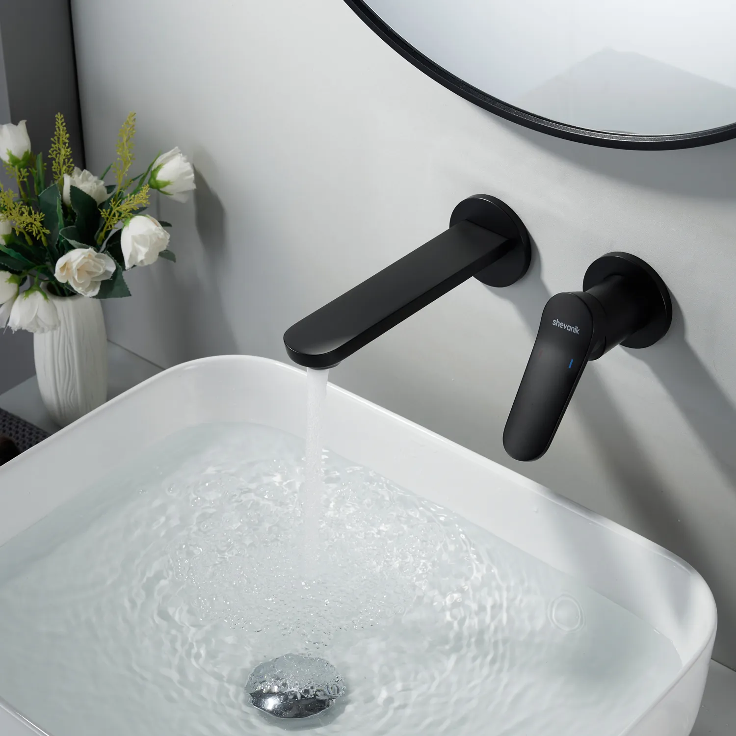 Смеситель для раковины встраиваемый Shevanik S4341H, черный