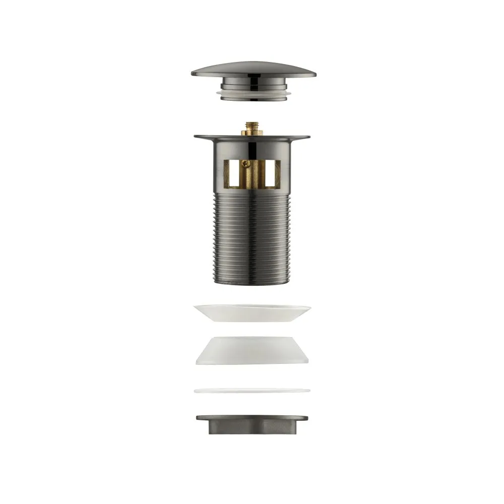 AQ6002BGM сливной набор для раковины Push-open с переливом, крышка круглая, шлиф. черный хром