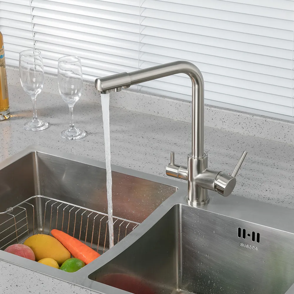 Смеситель для кухни с подключением фильтра FRUD R43053-5, сатин