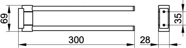 14919370000 PLAN Полотенцедержатель двойной, поворотный, 300 мм, чёрный матовый