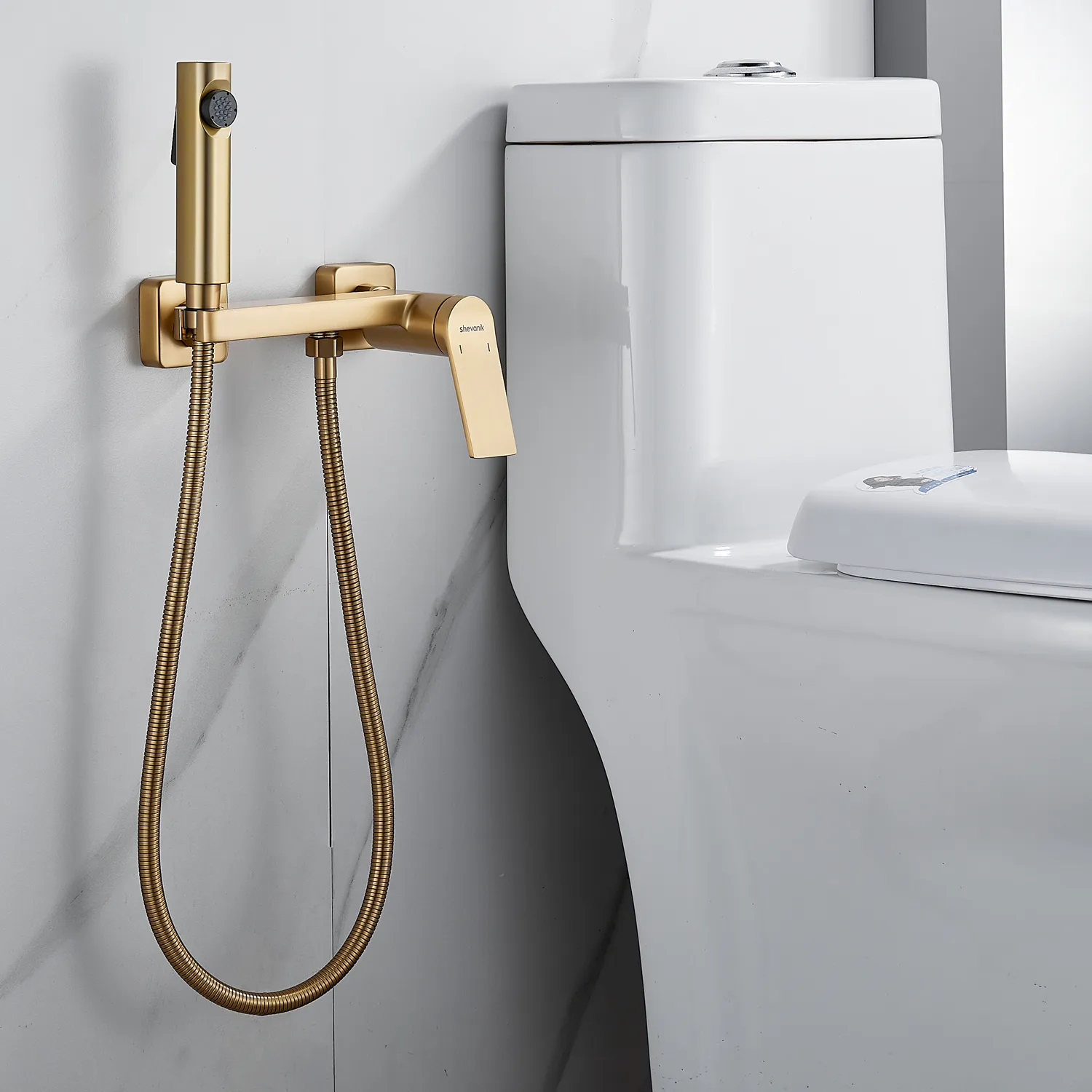 Гигиенический душ со смесителем Shevanik S4105G-1, золотой сатин