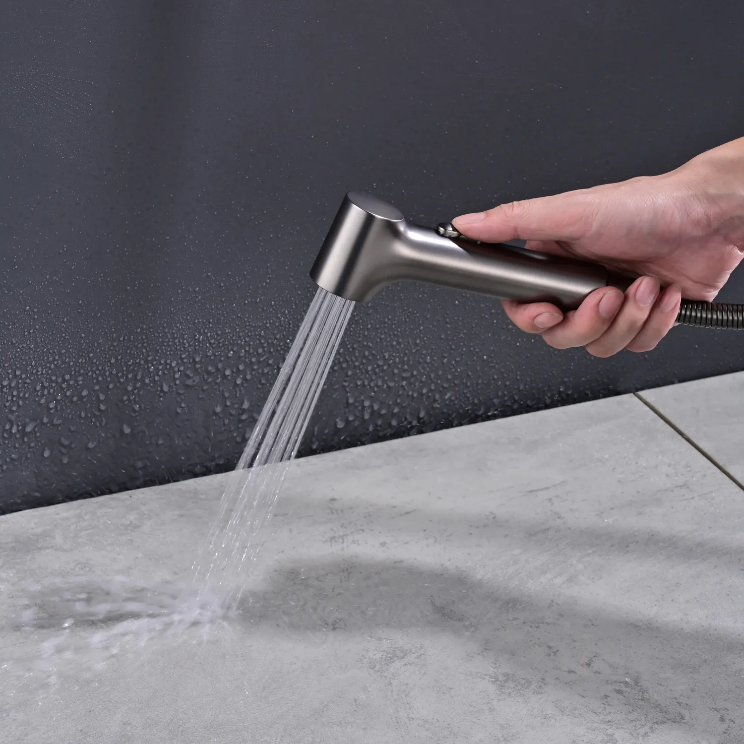 Гигиенический душ со смесителем Rose R235T, оружейная сталь