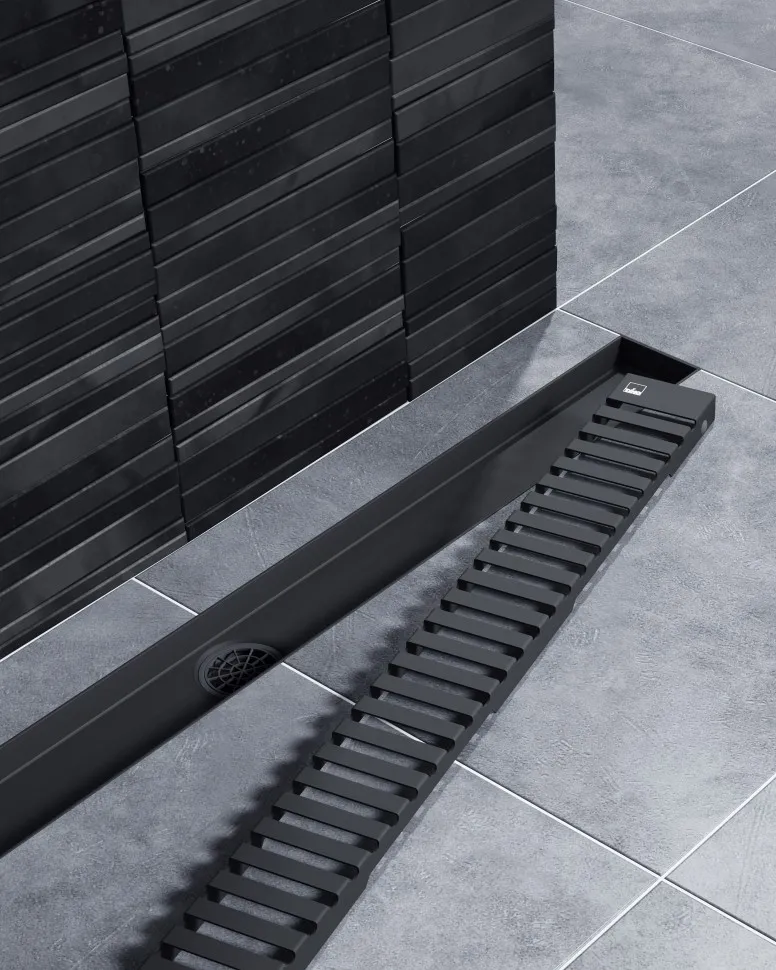 Душевой лоток TIMO Drain System 600 с вставкой "lines", Чёрный (DS230106/03)