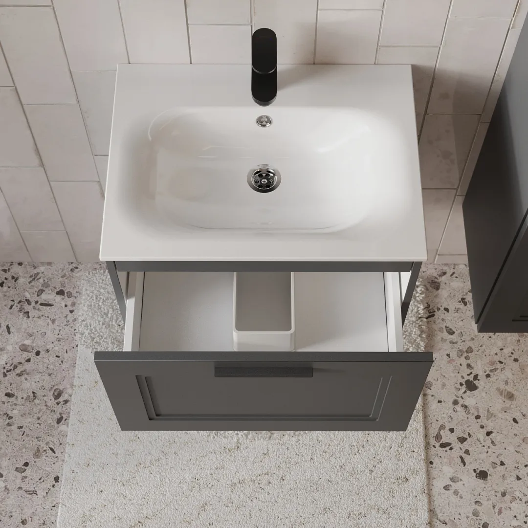 Тумба с раковиной подвесная (60см) Terminus Classik CLA10601701601O, графит