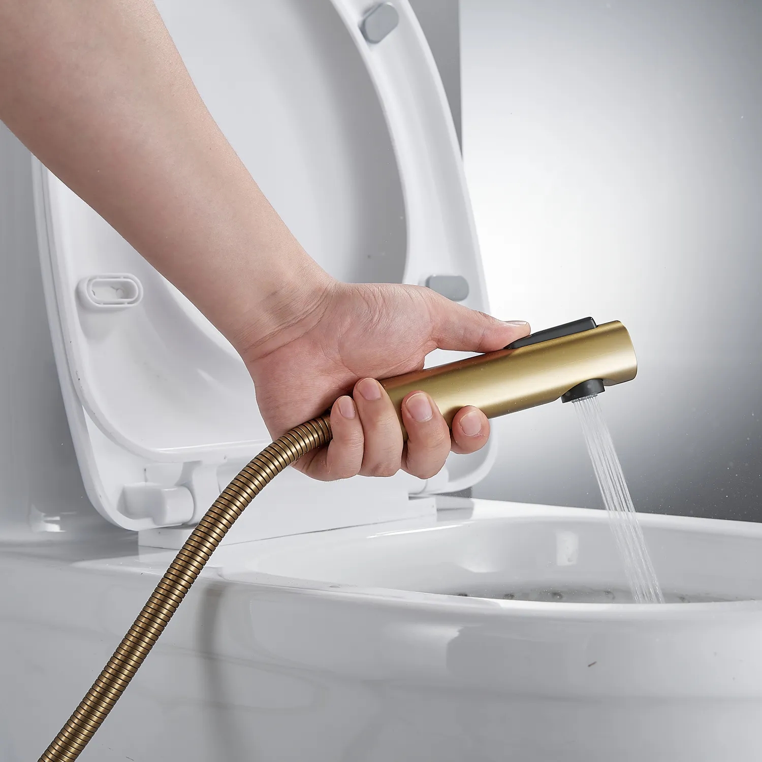 Гигиенический душ со смесителем Shevanik S4105G-1, золотой сатин