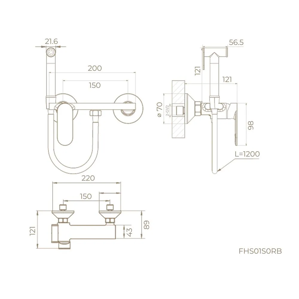 Гигиенический душ со смесителем Knotlor FHS01S0RB, бронза