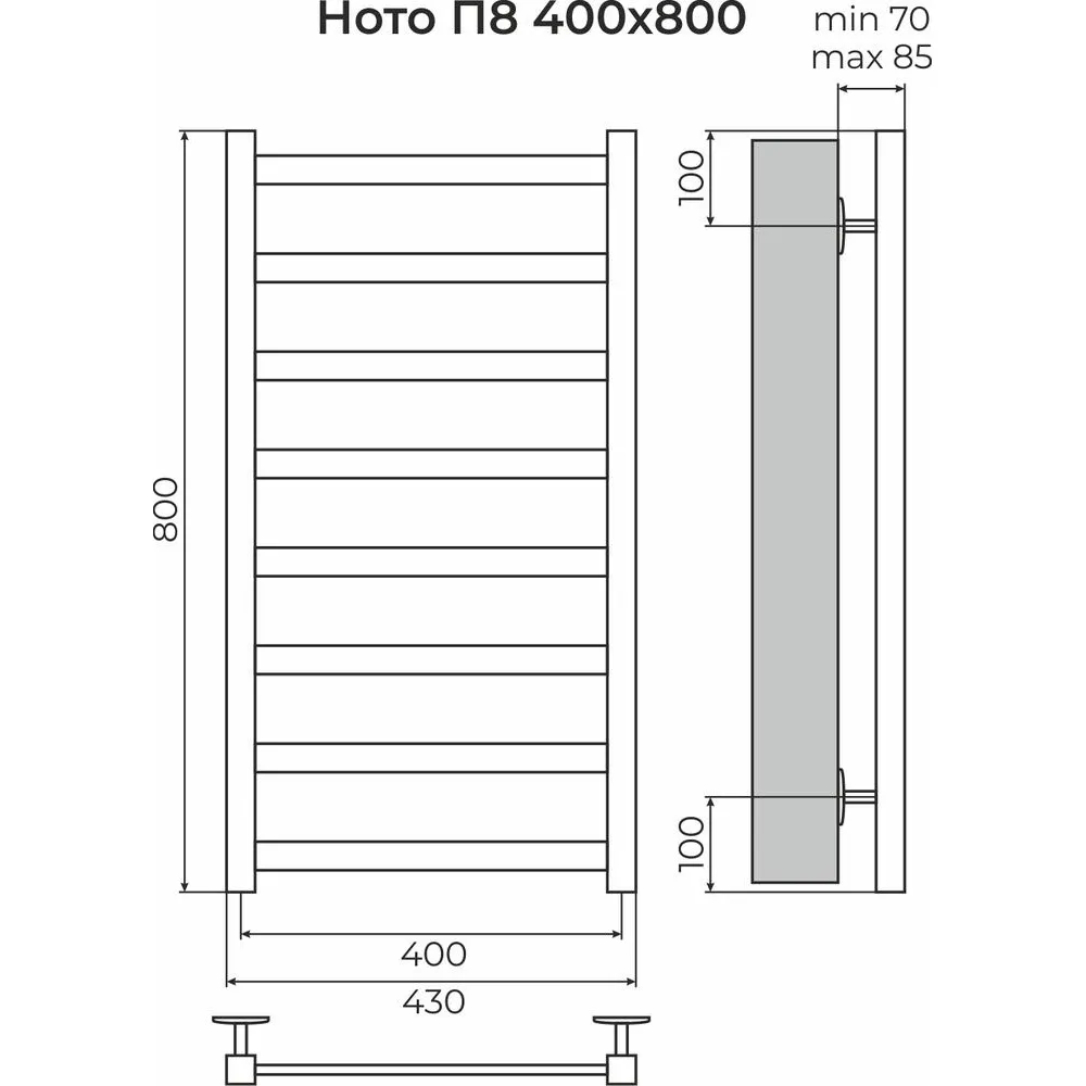 Полотенцесушитель водяной Terminus Ното П8 40х80, хром