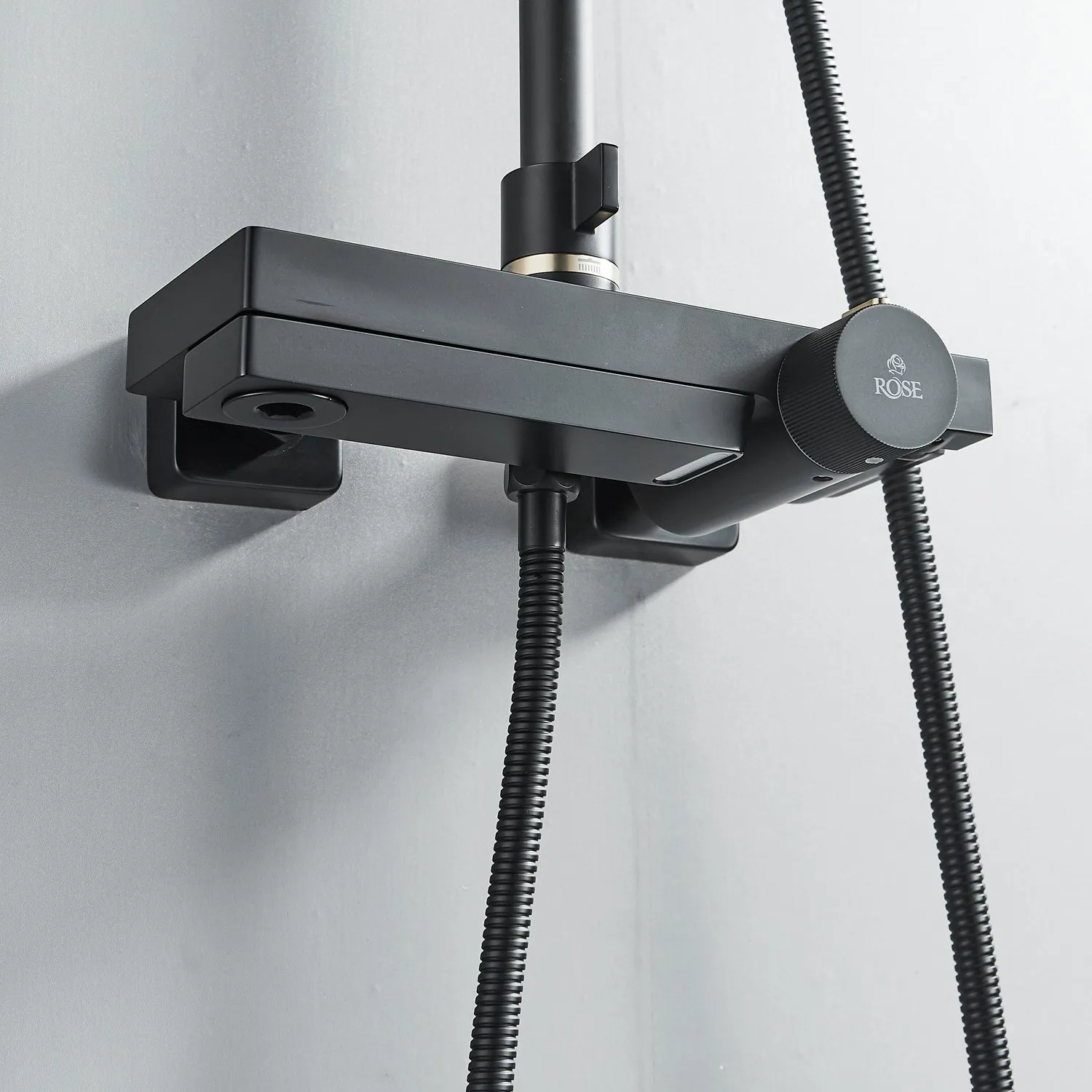 Душевая система с термостатом Rose R1896H, черный