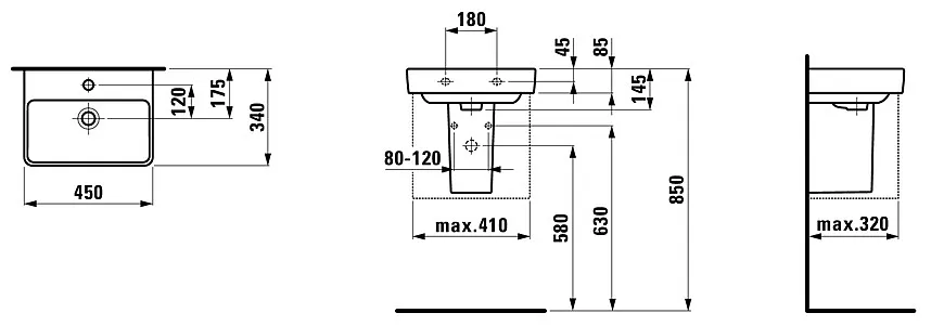 Раковина Laufen Pro S (8.1596.1.000.104.1) (45 см)