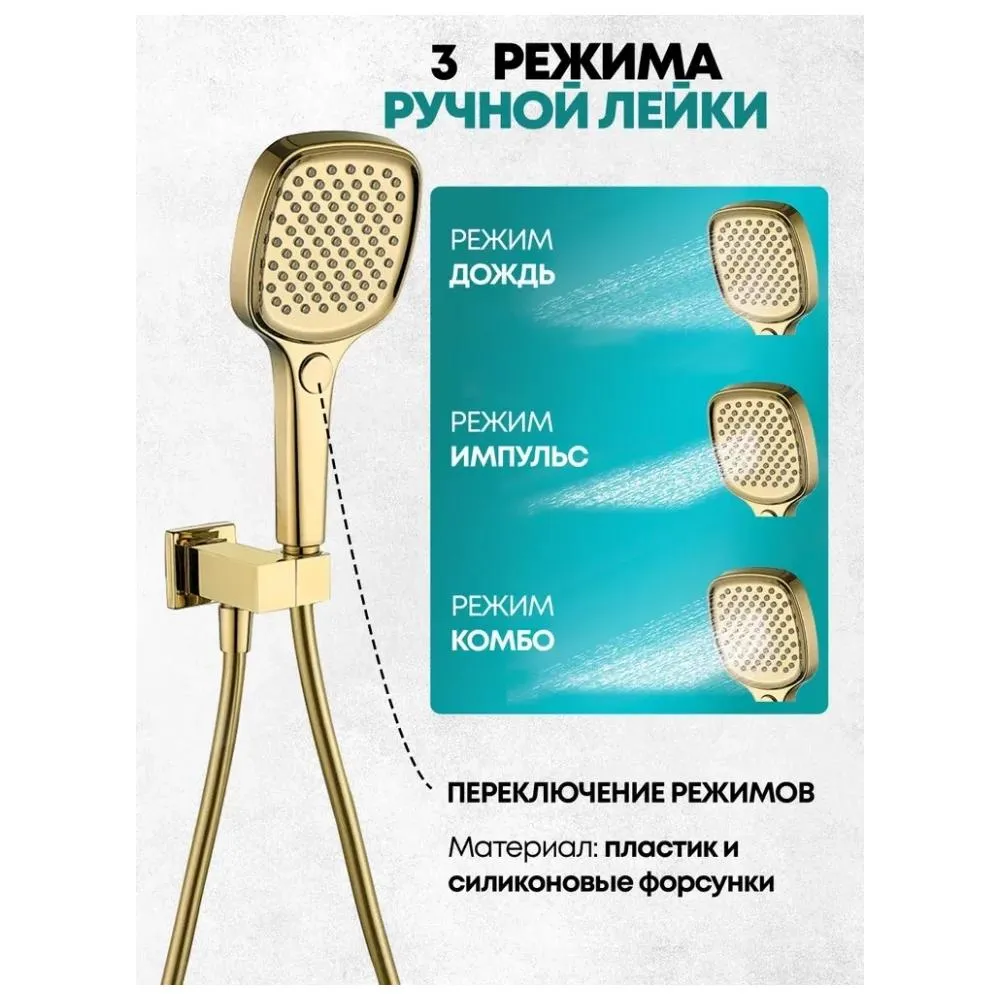 Душевая система встраиваемая (без излива) Grocenberg GB5040GO, золото