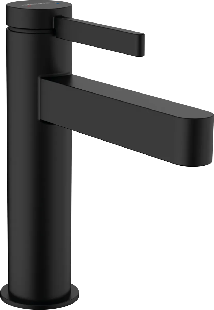 Смеситель для раковины HANSGROHE Finoris 110 мм, со сливным клапаном Push-Open, чёрный матовый (76023670)