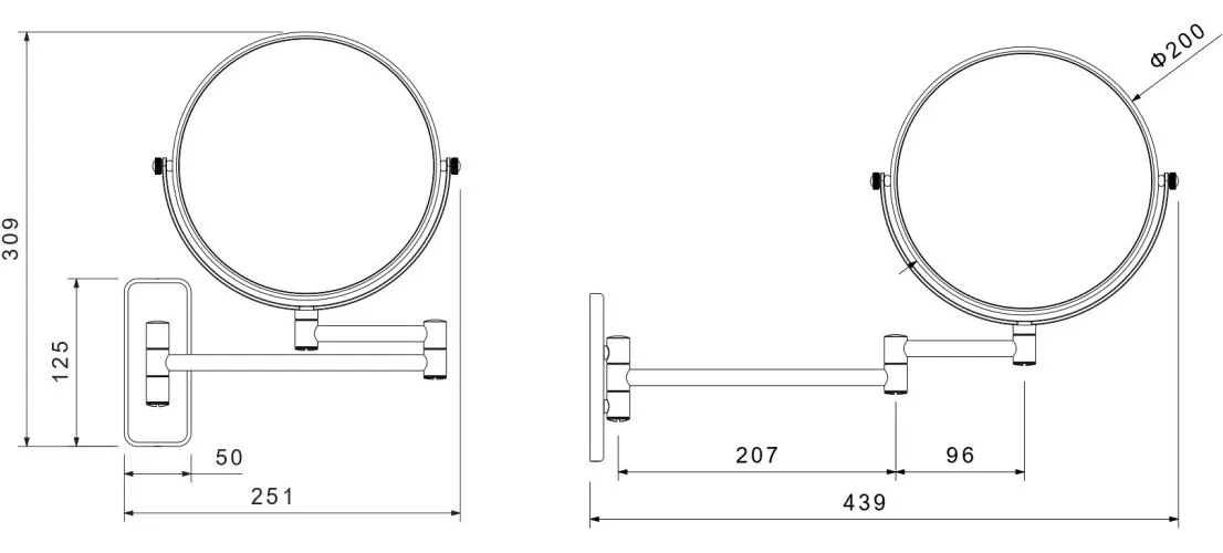 AQ4910CR зеркало косметическое настенное 3х