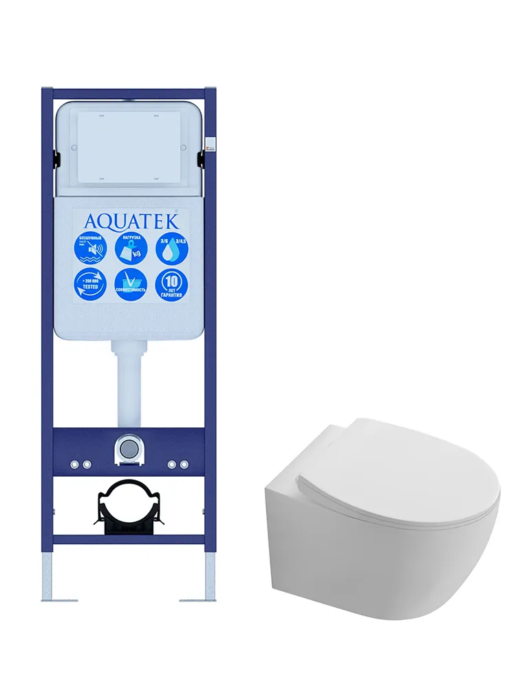 SET AQUATEK СИРИУС (рама AQUATEK Standard INS-0000017(без клавиши и крепежа) + унитаз AQ1582T-00 СИРИУС TORNADO с тонким сиденьем soft-close)