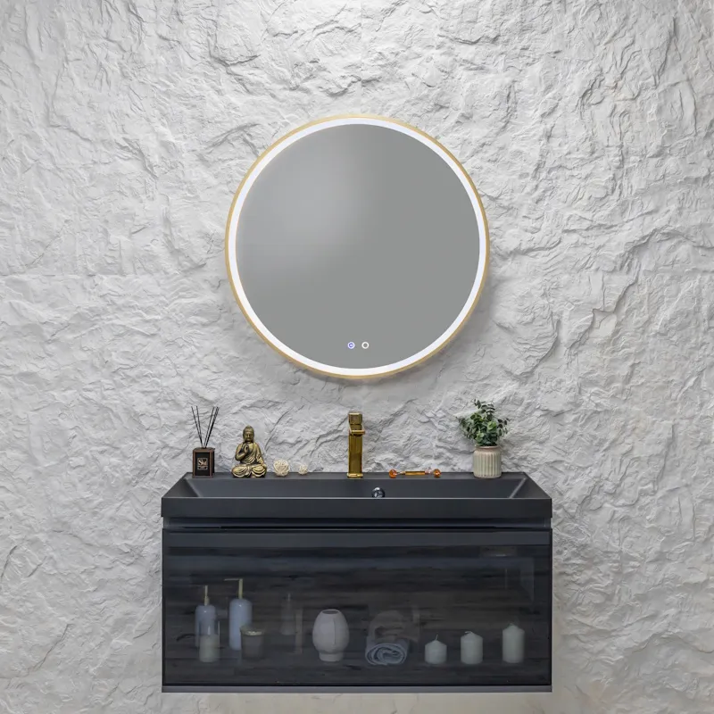 Зеркало Silver Mirrors Делуна/Deluna D800 2.2 (TX ,алюм. профиль, цвет золото, подогрев, сенсорный выключатель)