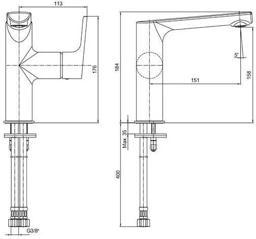 Смеситель для раковины E.C.A Luna 102108955EX
