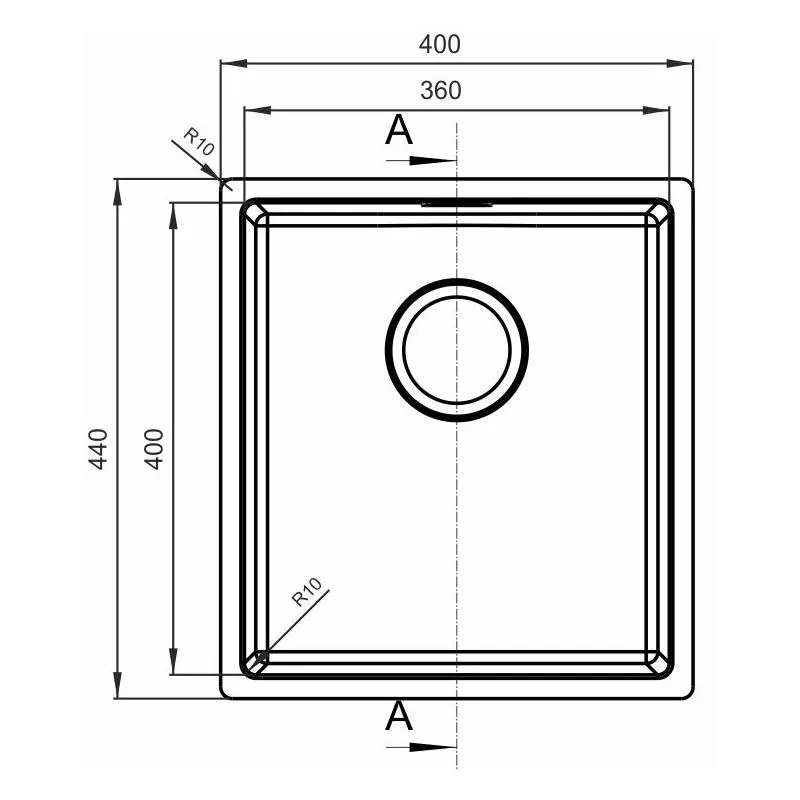 Кухонная мойка Florentina ОПТИМА-HM OHM.360.400.В.10.S.10, нержавеющая сталь