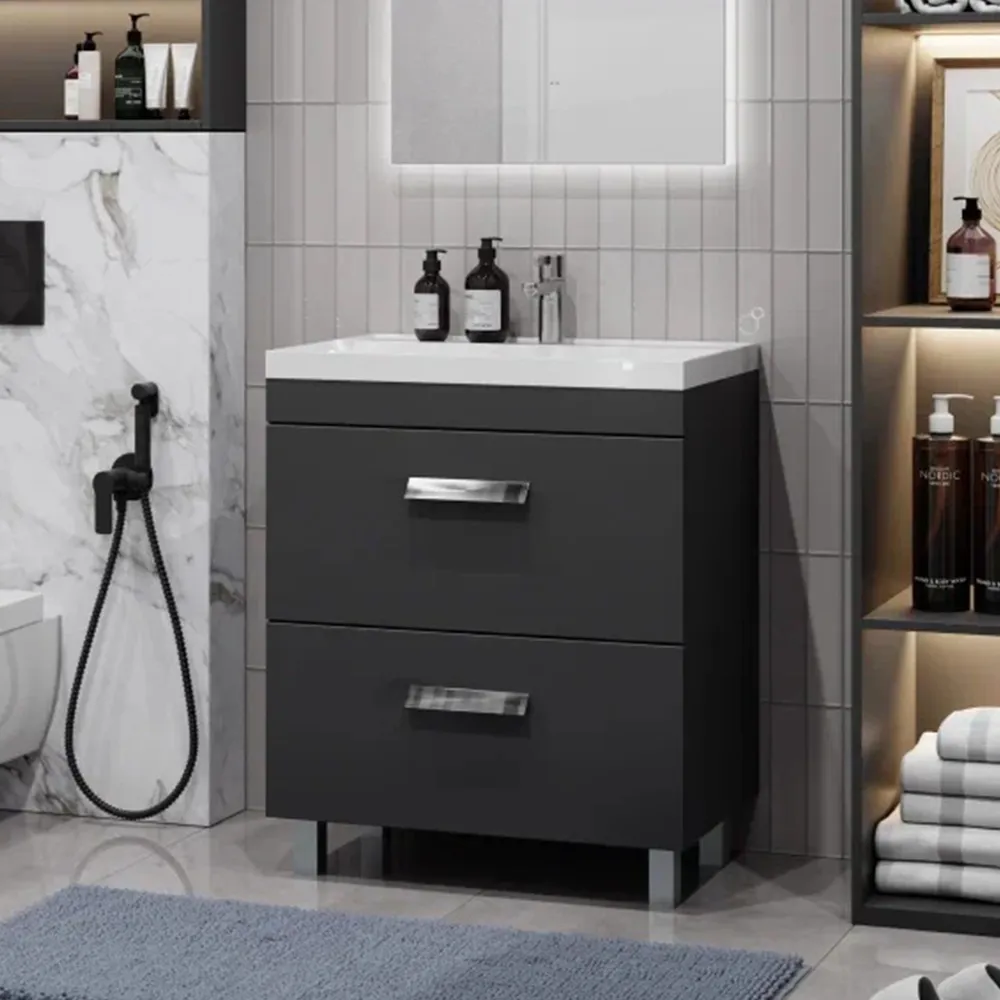 Тумба с раковиной напольная Velvex Orlando tn.ORL.CLA.70.2Y графит, 70 см