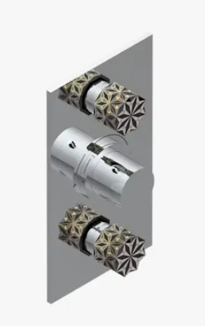 Смеситель для душа THG Nihal black porcelain, на 2 потребителя, хром (U2P A02 5400BE)