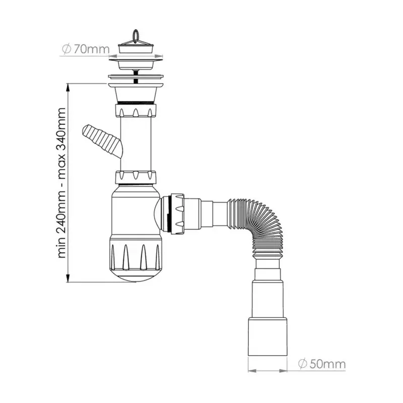 Сифон для умывальника с пробкой Nova, NV1054
