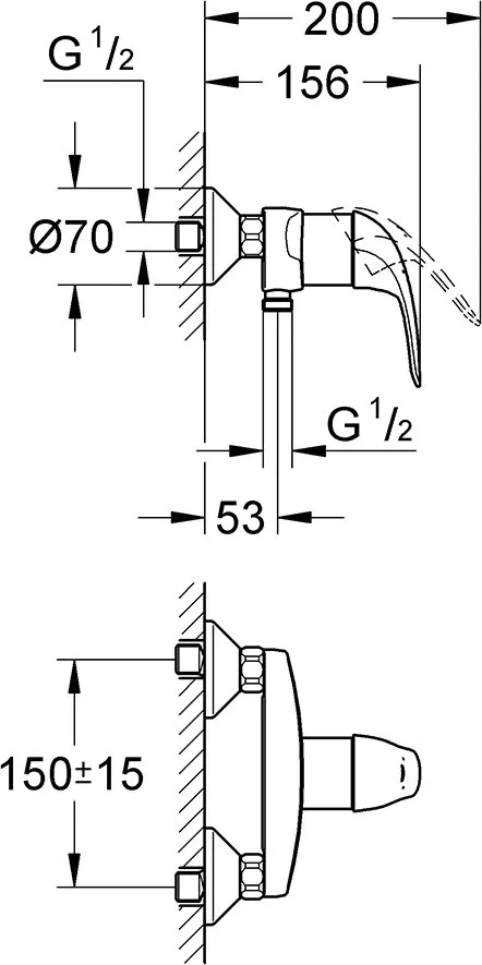 Смеситель для душа GROHE Euroeco с подключением шланга, хром (арт. 32740000)