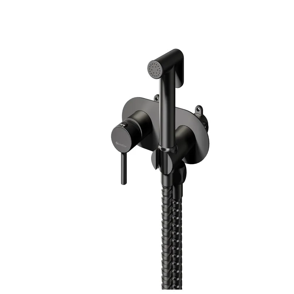 Гигиенический душ со смесителем встраиваемый Knotlor FHS01S1GM, вороненая сталь