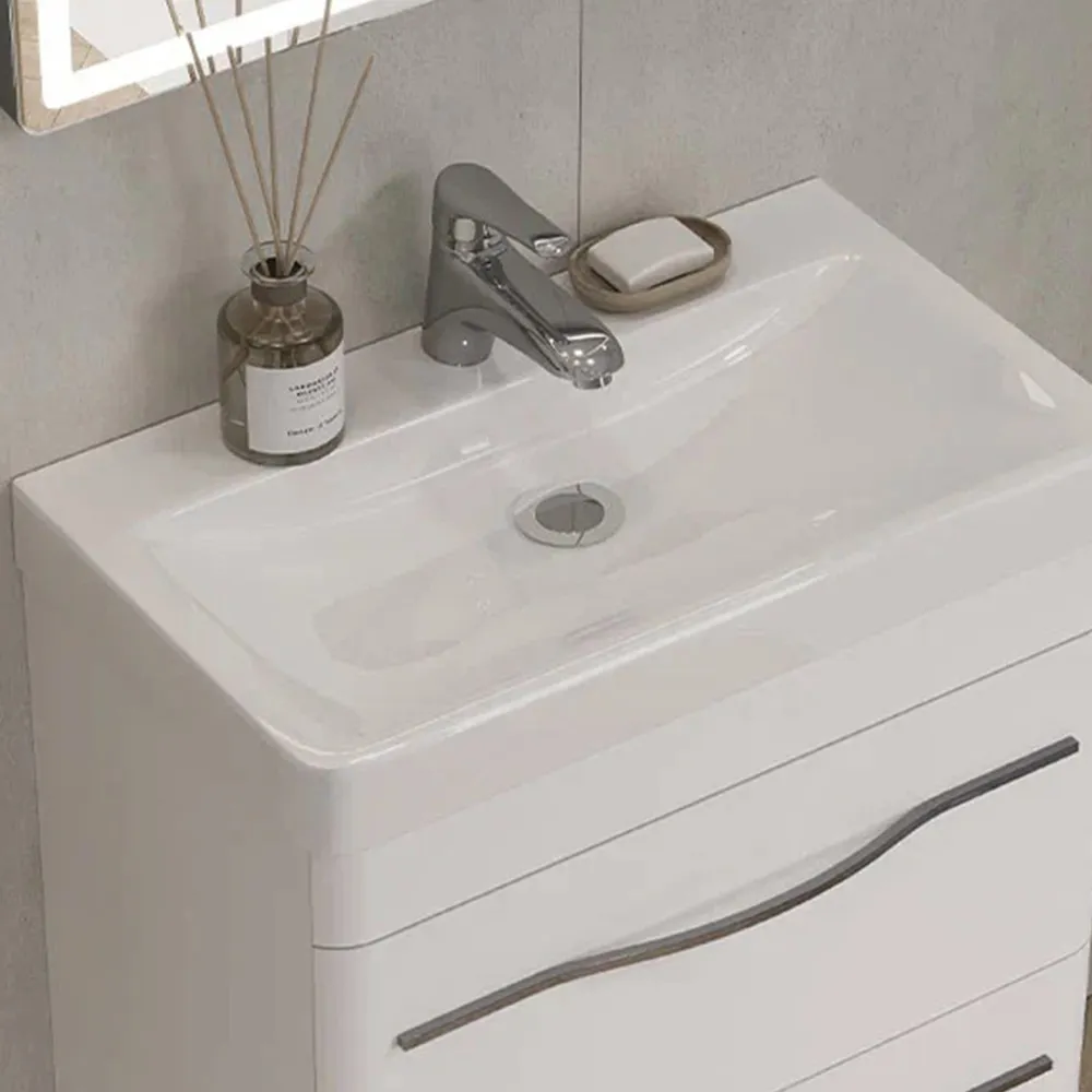 Тумба с раковиной подвесная Velvex Jill tp.JIL.9595.60.2Y белый матовый, 60 см