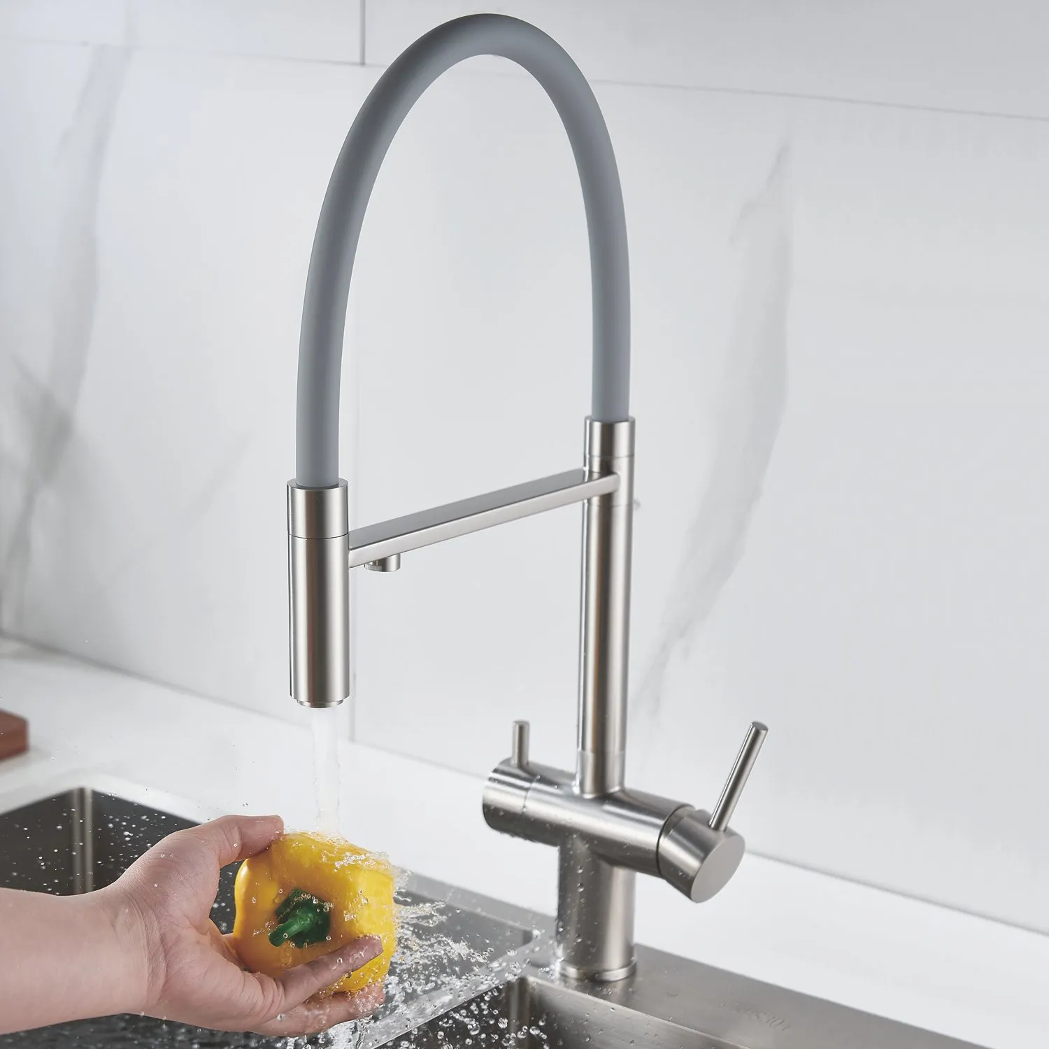 Смеситель для кухни с подключением фильтра Shevanik S178L, сатин