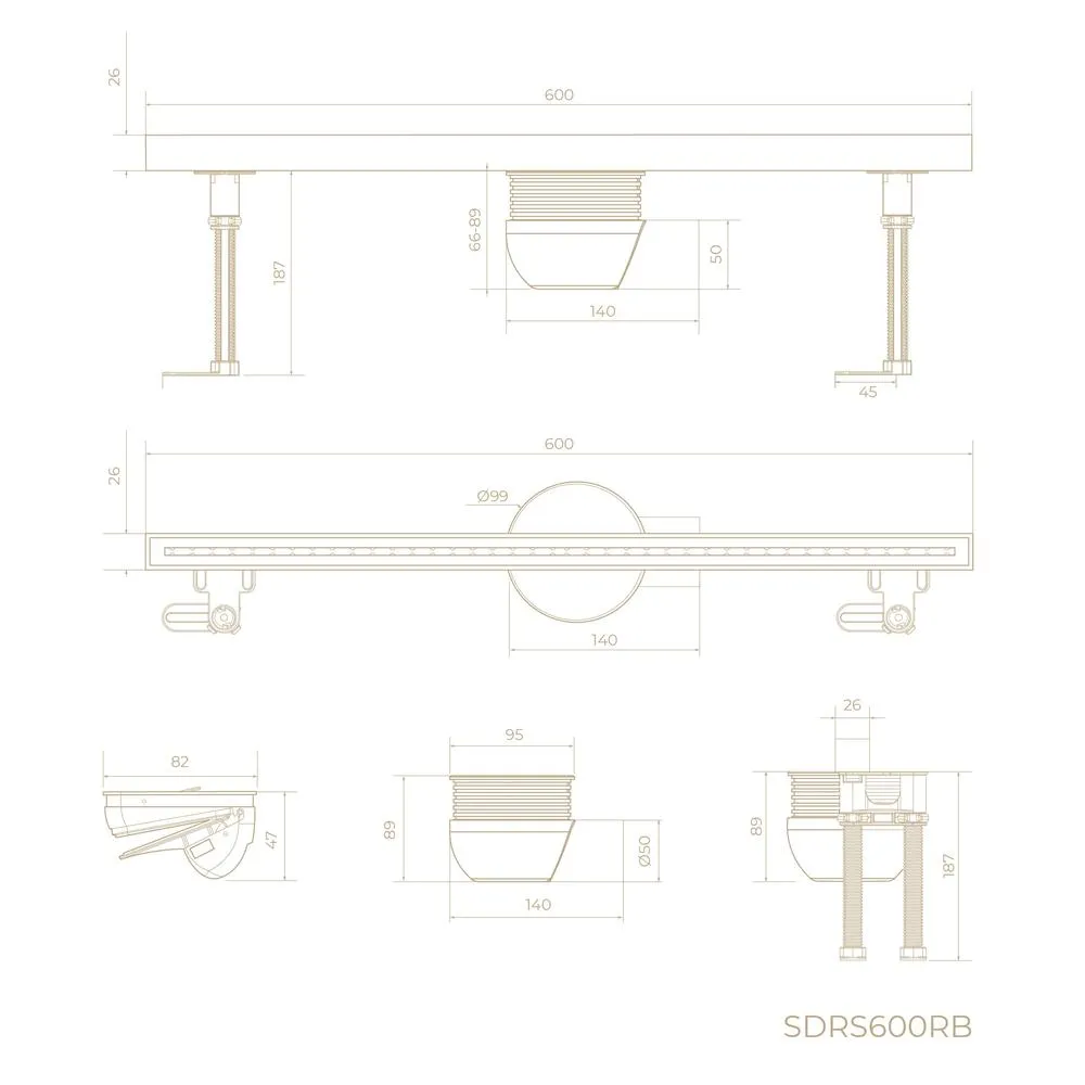 Душевой трап линейный (щелевой) Knotlor SDRS0600RB, бронза