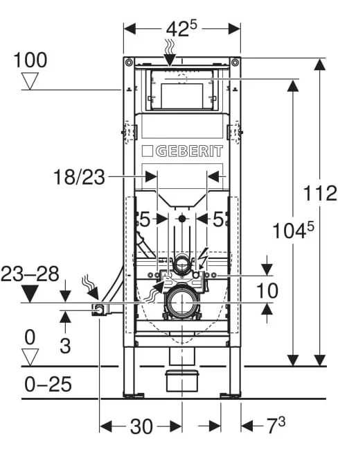 111.350.00.6 Инсталляция Geberit Duofix для подвесного унитаза, 112 см, узкая 42,5см, со смывным бачком скрытого монтажа Sigma 12 см,