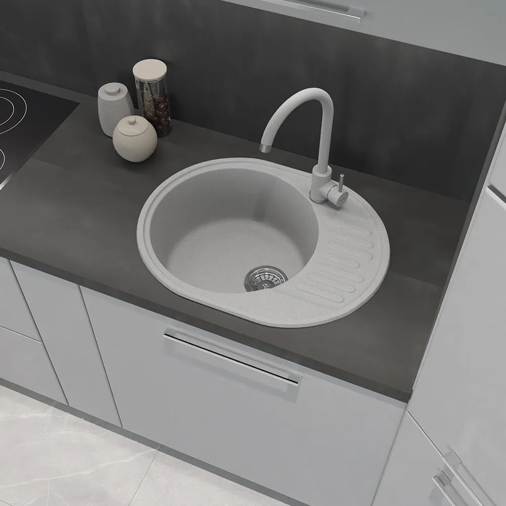 Смеситель для кухни GranFest Z-5410, серый