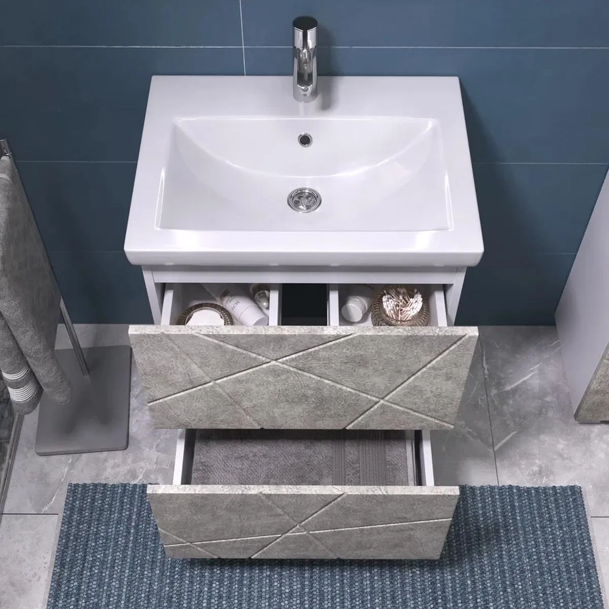 Тумба с раковиной напольная VIGO Geometry 015 бетон, 60 см