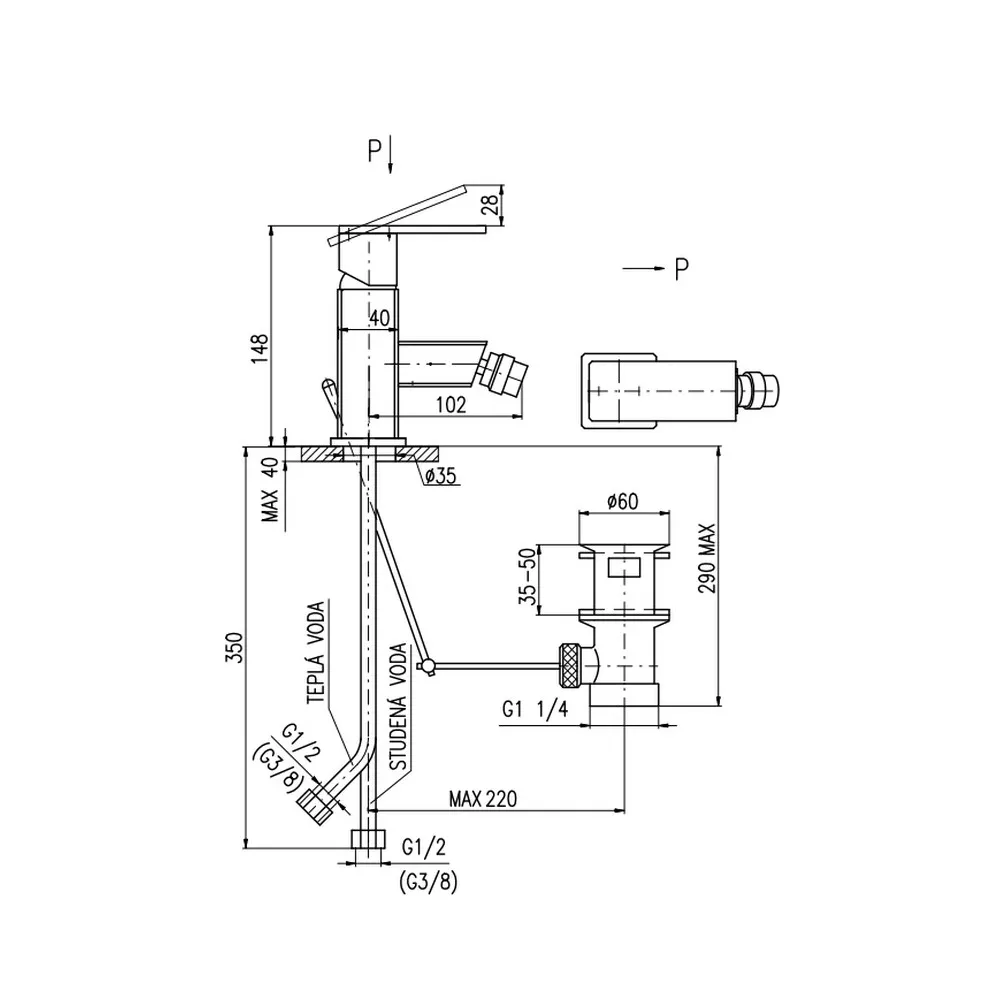 Смеситель для биде Rav Slezak Loira LR545.5K, хром