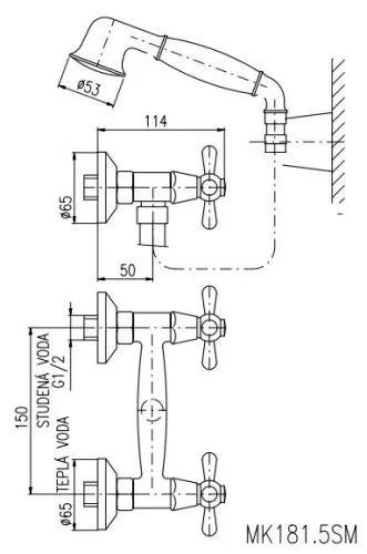 Смеситель для душа Rav Slezak Morava MK180.5/2