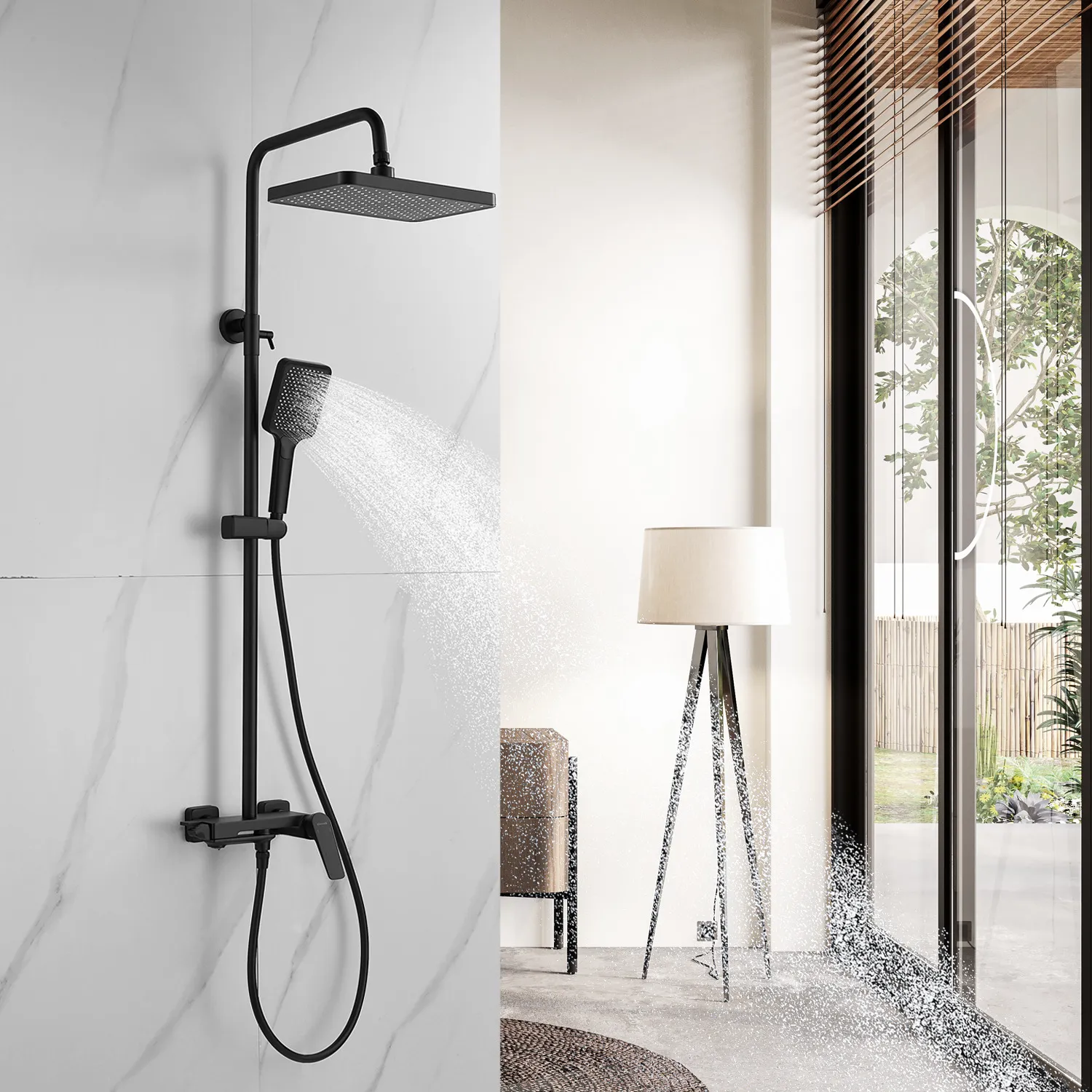 Душевая система Shevanik S4226H, черный