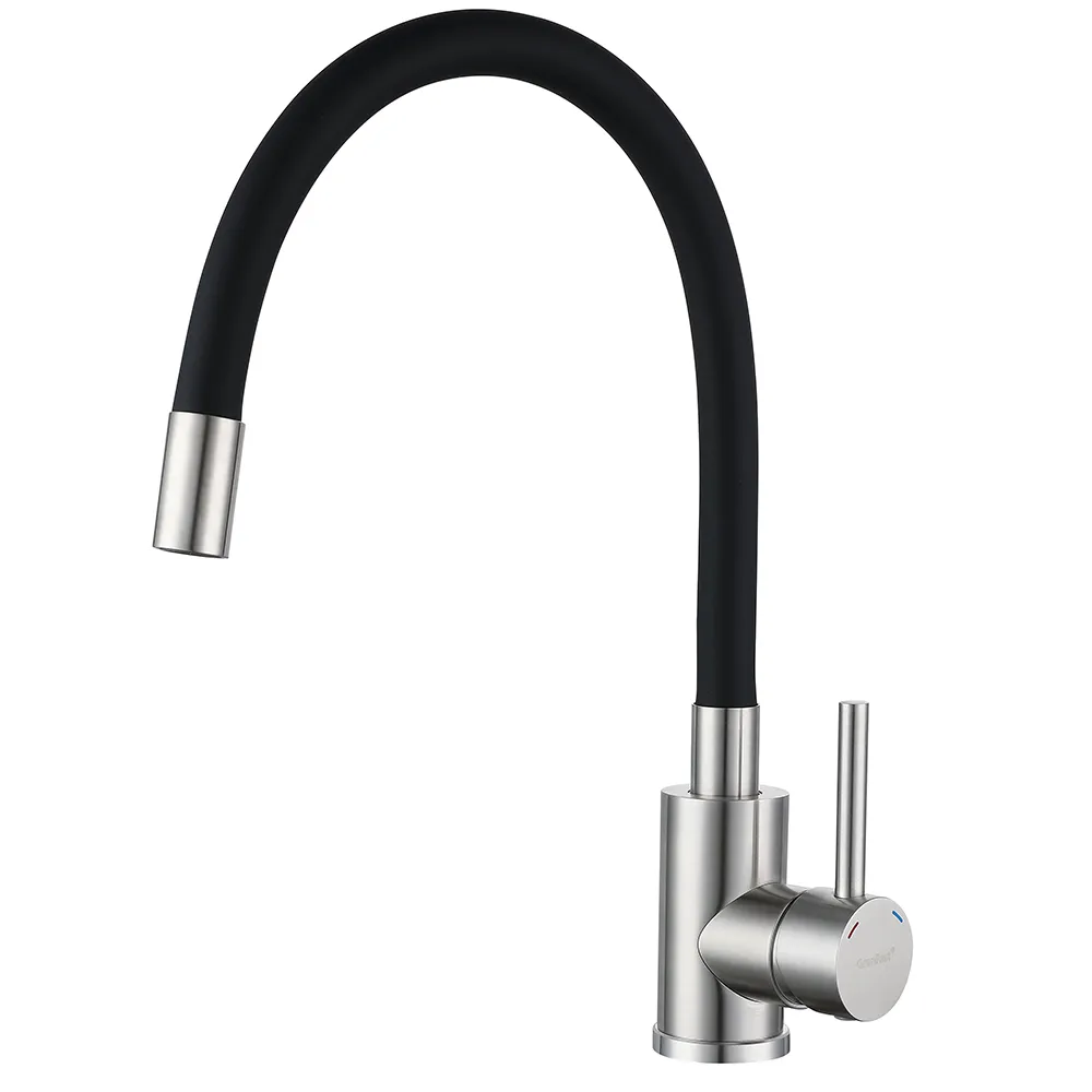 Смеситель для кухни с гибким изливом GranFest 5433, черный