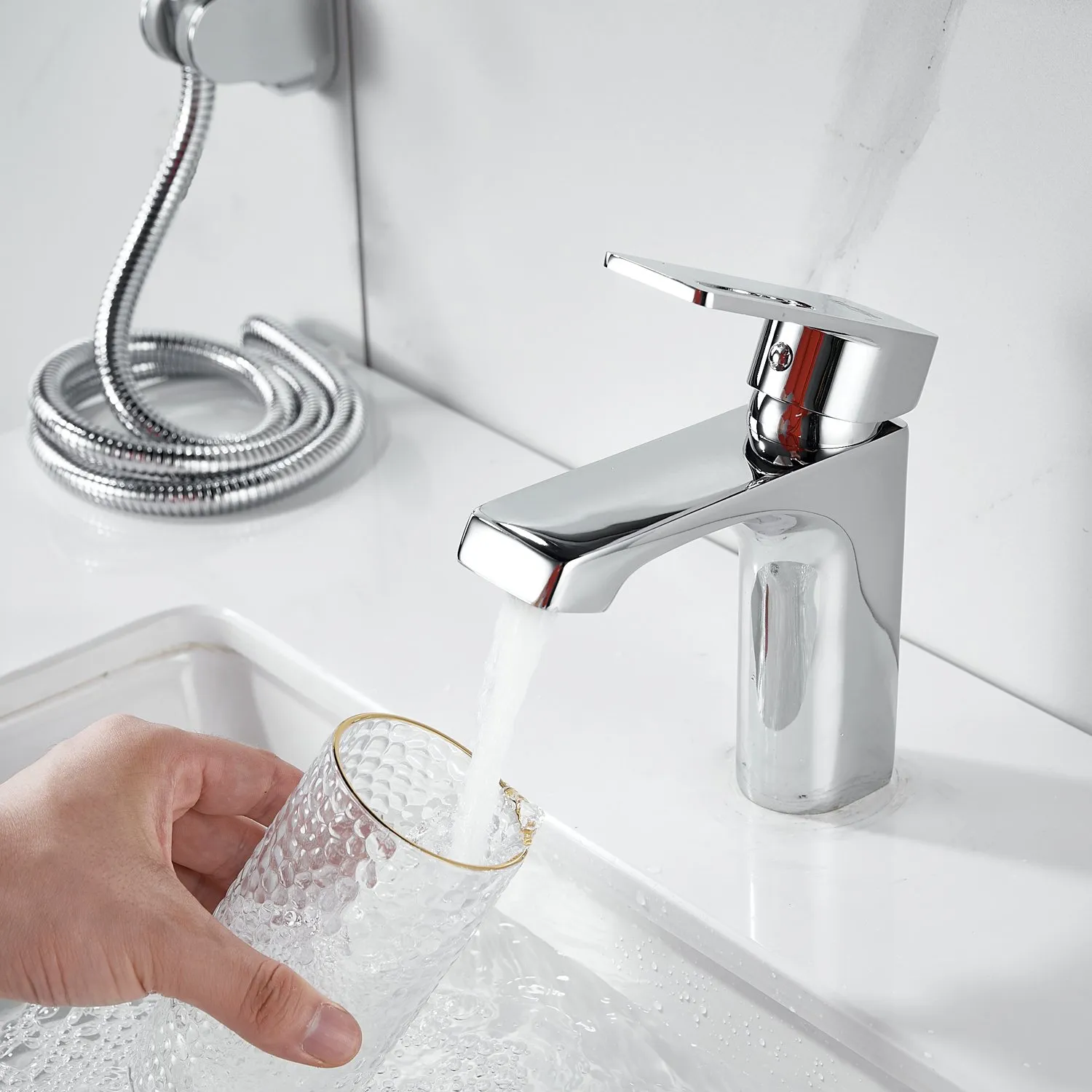 Смеситель для раковины с гигиеническим душем Raffine F171, хром