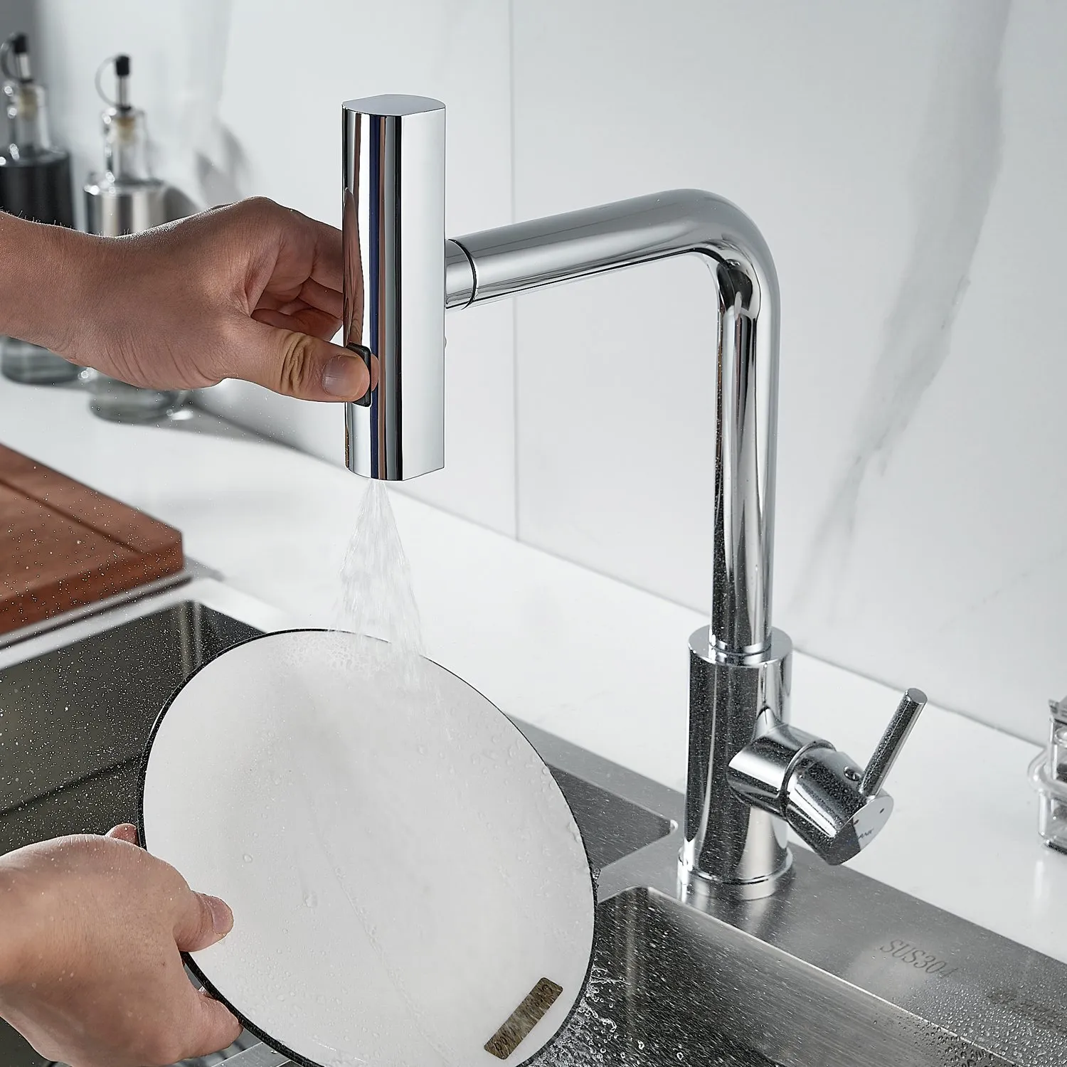 Смеситель для кухни с мультифункциональным изливом Shevanik S263, хром