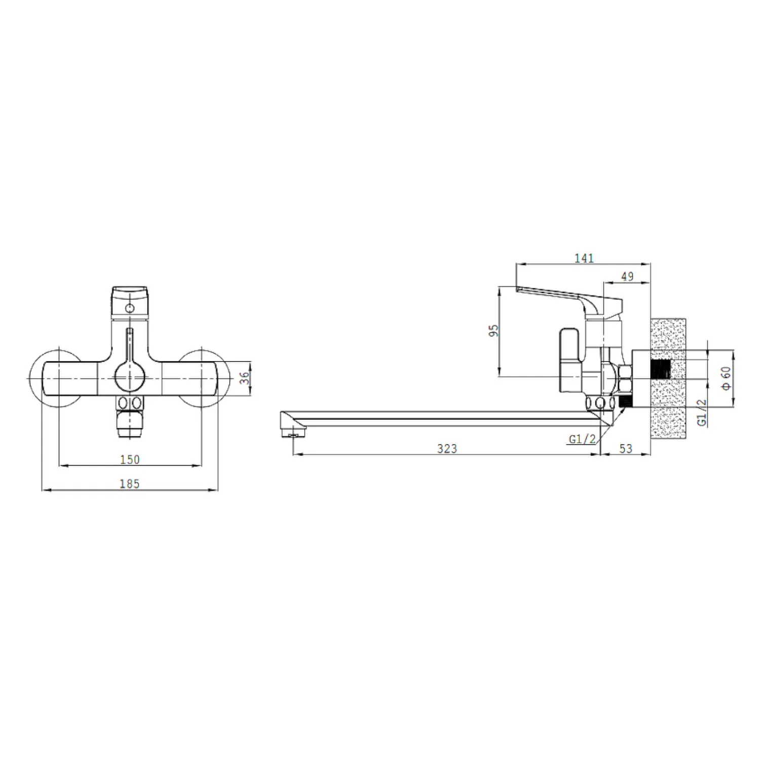 Смеситель для ванны Splenka S06.22.06, черный