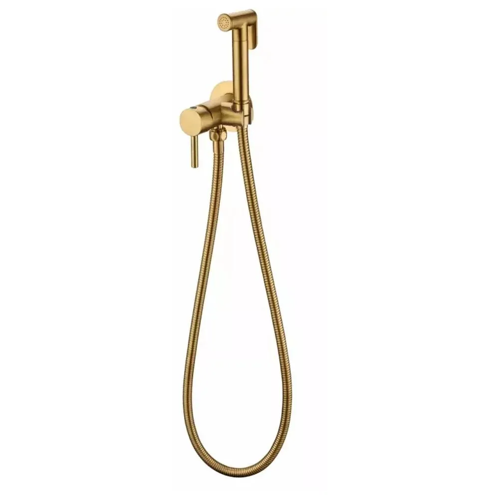 Гигиенический душ со смесителем встраиваемый Grocenberg GB001GL, брашированное золото