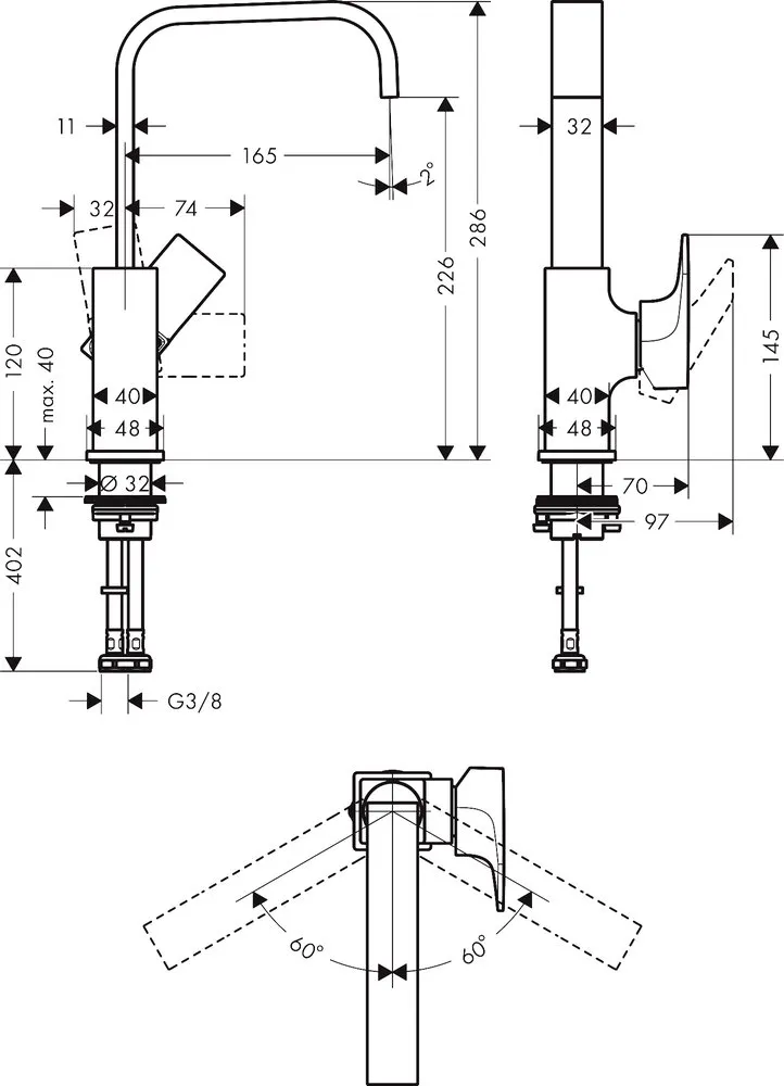 Смеситель Hansgrohe Metropol для раковины 32511140, шлифованная бронза