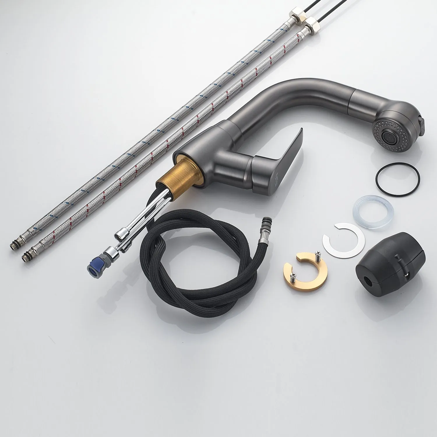 Смеситель для раковины многофункциональный Raffine F291T, оружейная сталь