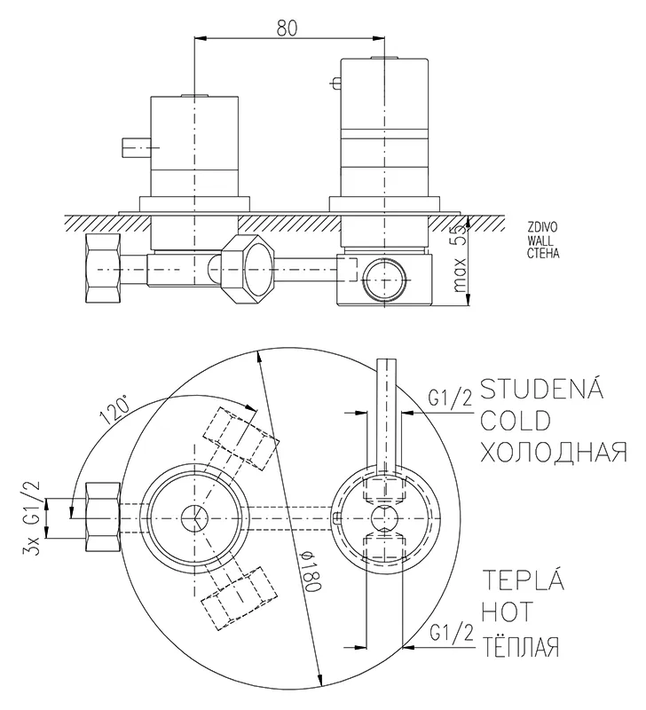 Смеситель для душа Rav Slezak Dunaj Termostat DT387