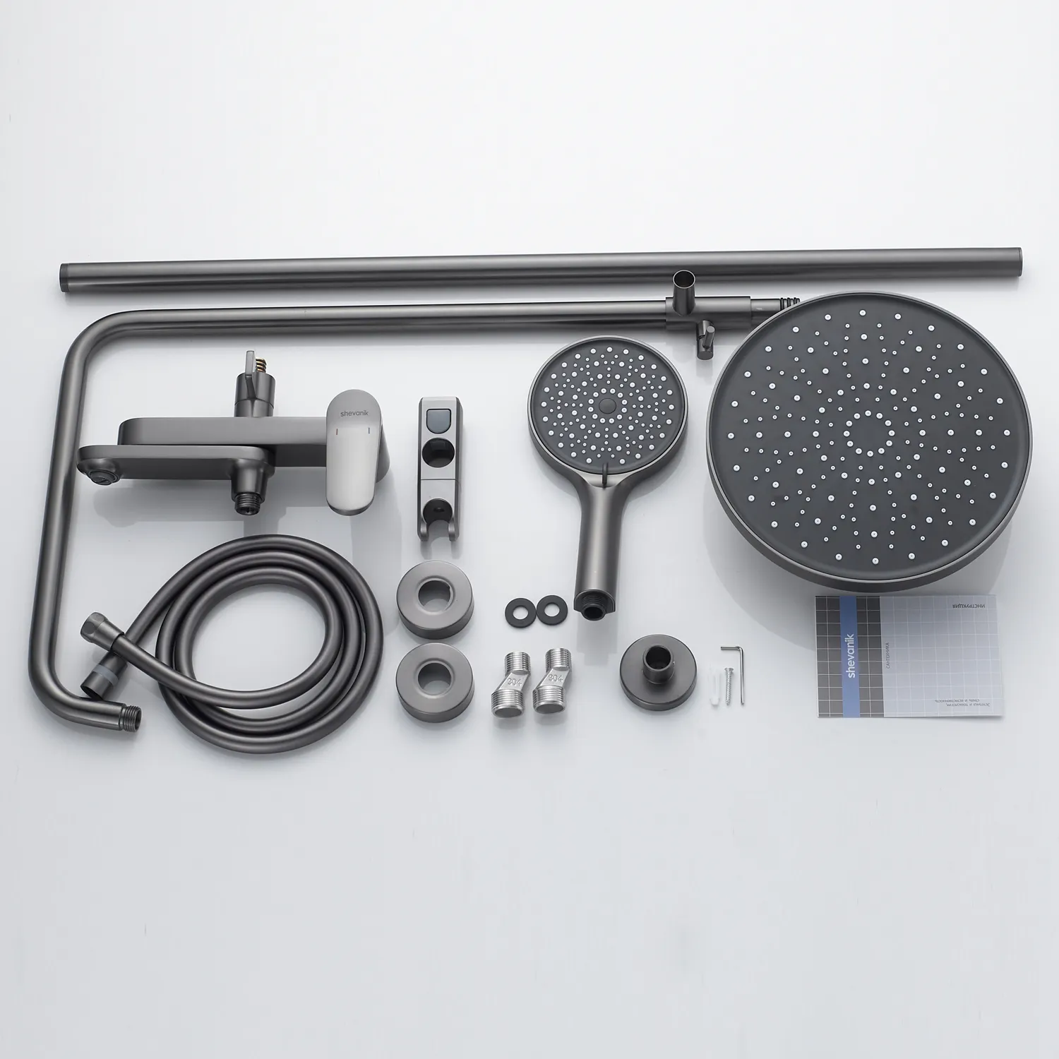 Душевая система Shevanik S4336T, оружейная сталь