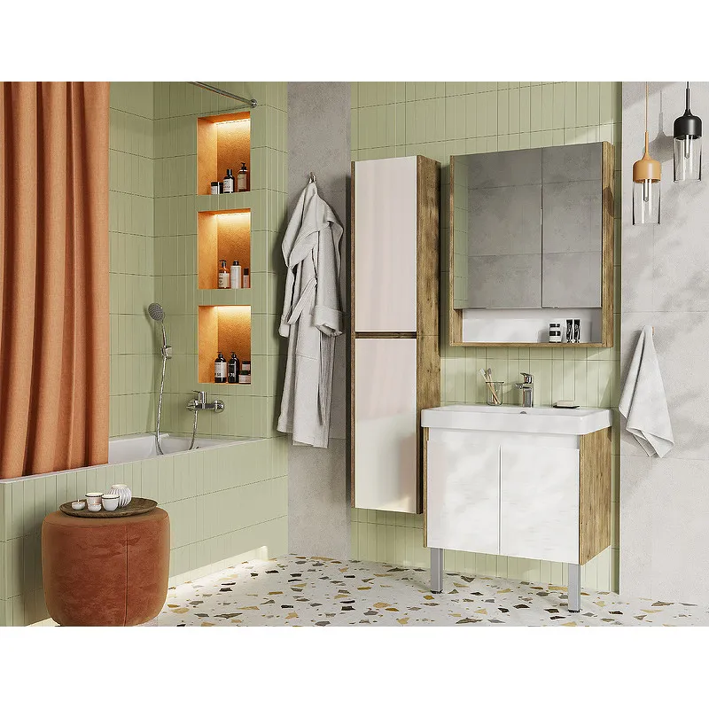 1A2789K0SDZ90 Набор Акватон: 1A278901SDZ90 Тумба-умывальник Сканди Doors 70 Бел/Дуб Рустикальный/1WH501628 Раковина Адриана 70