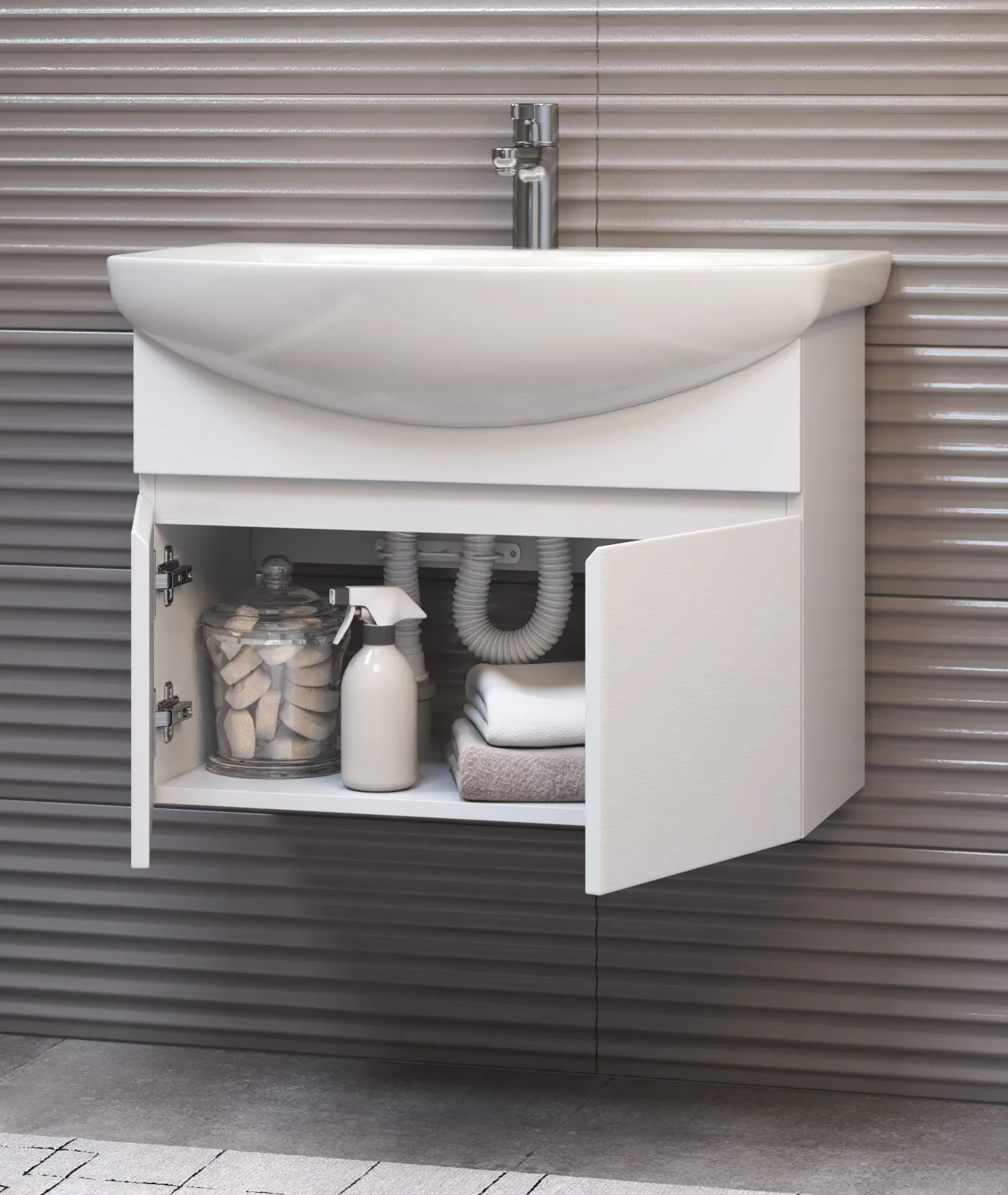 Тумба с раковиной подвесная VIGO Wing tp.WIN.BAL.60.2D белый, 60 см