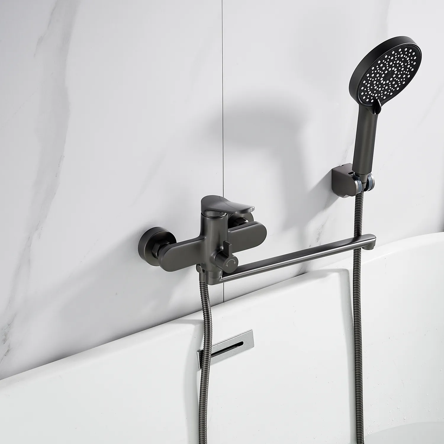 Смеситель для ванны Shevanik S4322T, оружейная сталь