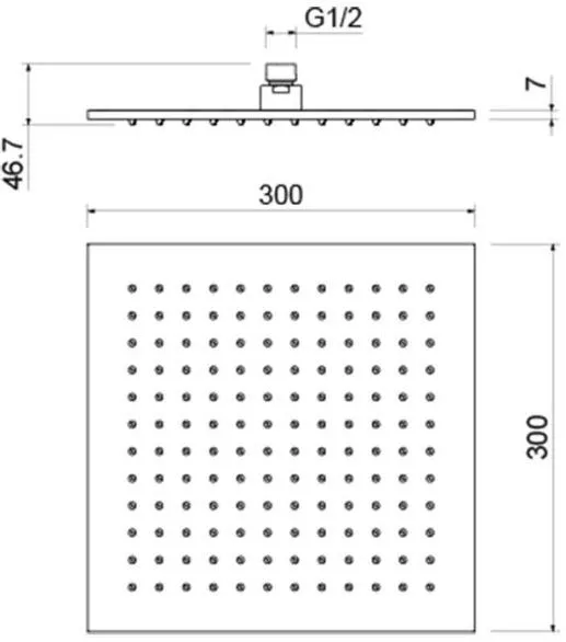 AQ2078CR квадратный верхний душ 300*300*7 мм